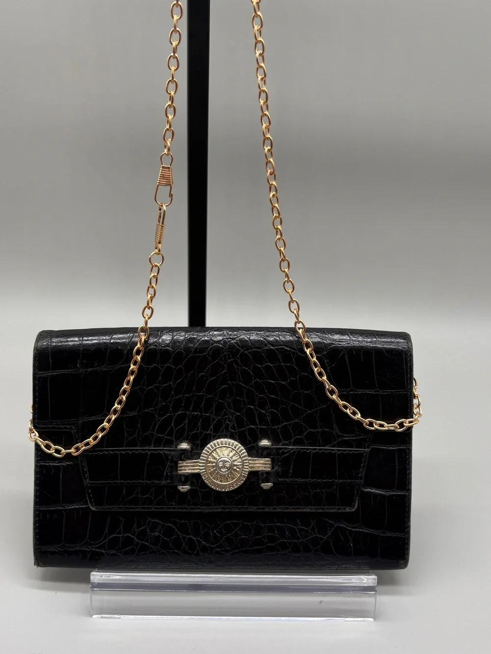 Vintage Gianni Versace Croc Embossed Wallet w/ unbranded chain